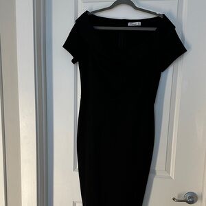 VfEmage Elegant Black Midi Dress